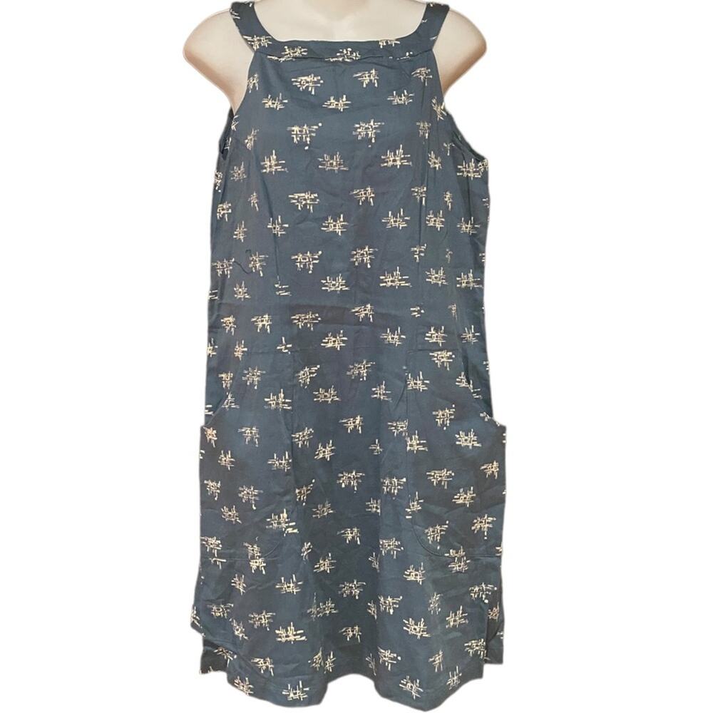 Passion Lillie 100% Organic Cotton Blue Juniper Print Summer Dress Medium
